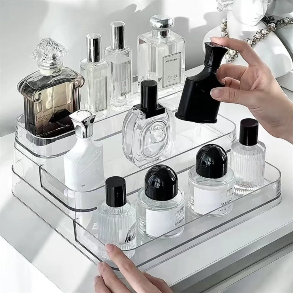 

3 Tier Desktop Shelf PET Cosmetic Bathroom Makeup Organizer Space Saving Aromatherapy Skin Care Product Storage Rack Home