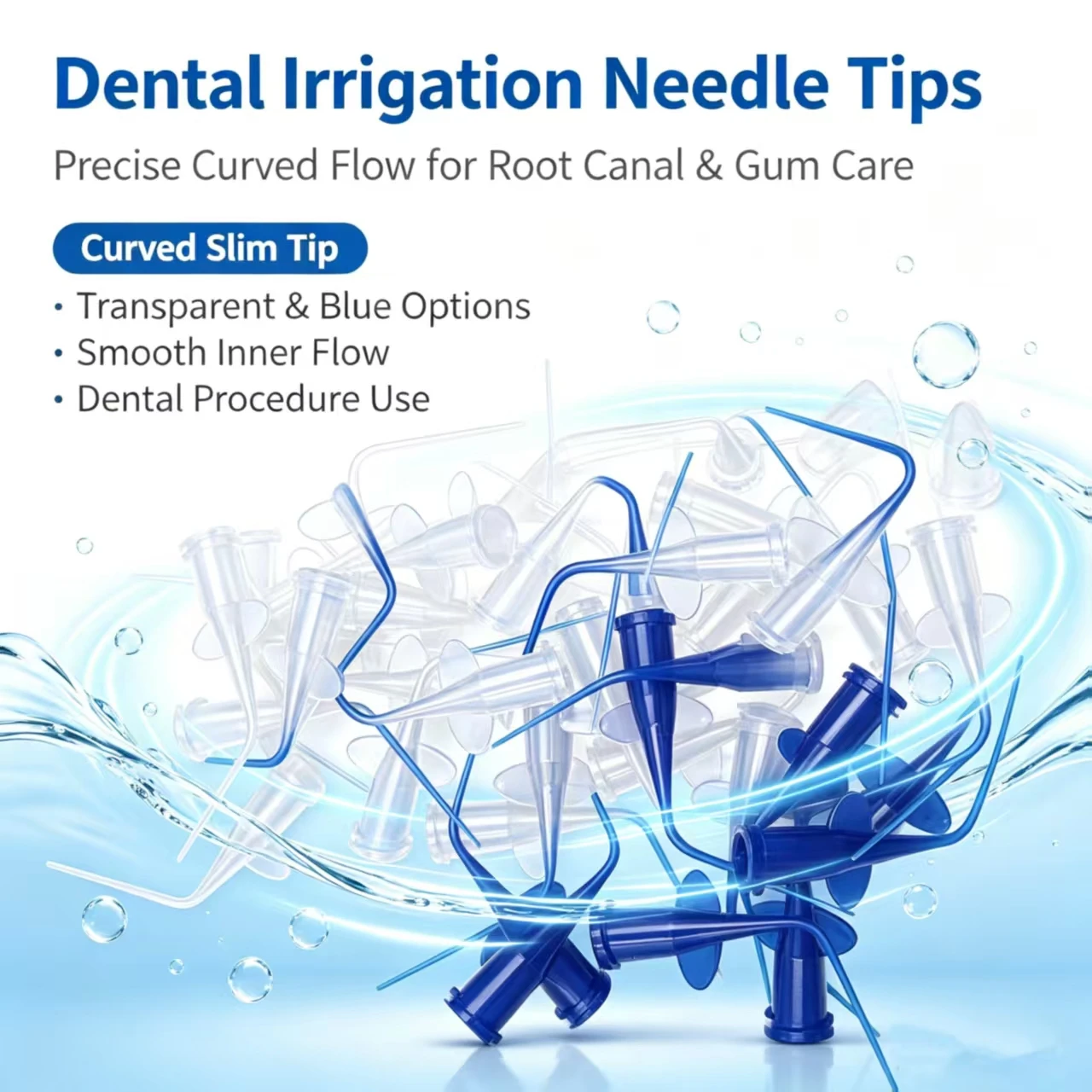 20/50Pcs Dental Disposable Curved Tube Dispensing Nozzles with Wing Flange Blue Clear Plastic Liquid Transfer Lab Auxiliary Tips