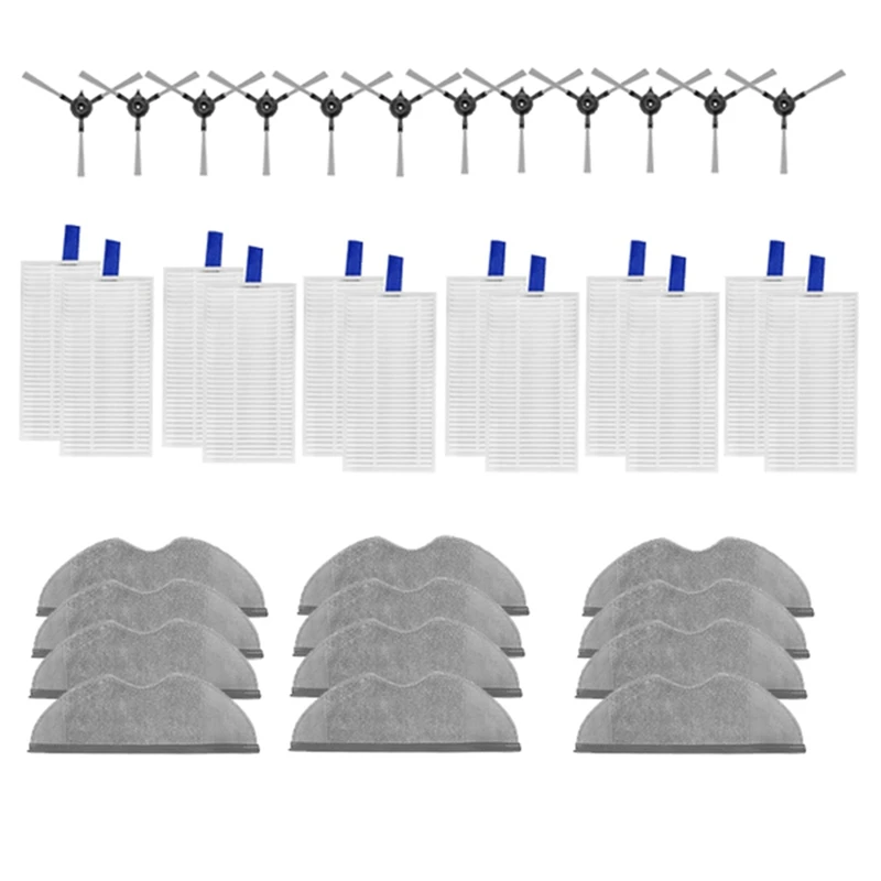 Xiaomi E5 / C108 스위핑 로봇 액세서리 용 A44F-36Pcs 클리너 부품 교체 메인 사이드 브러시 걸레 필터 세트 먼지 봉투