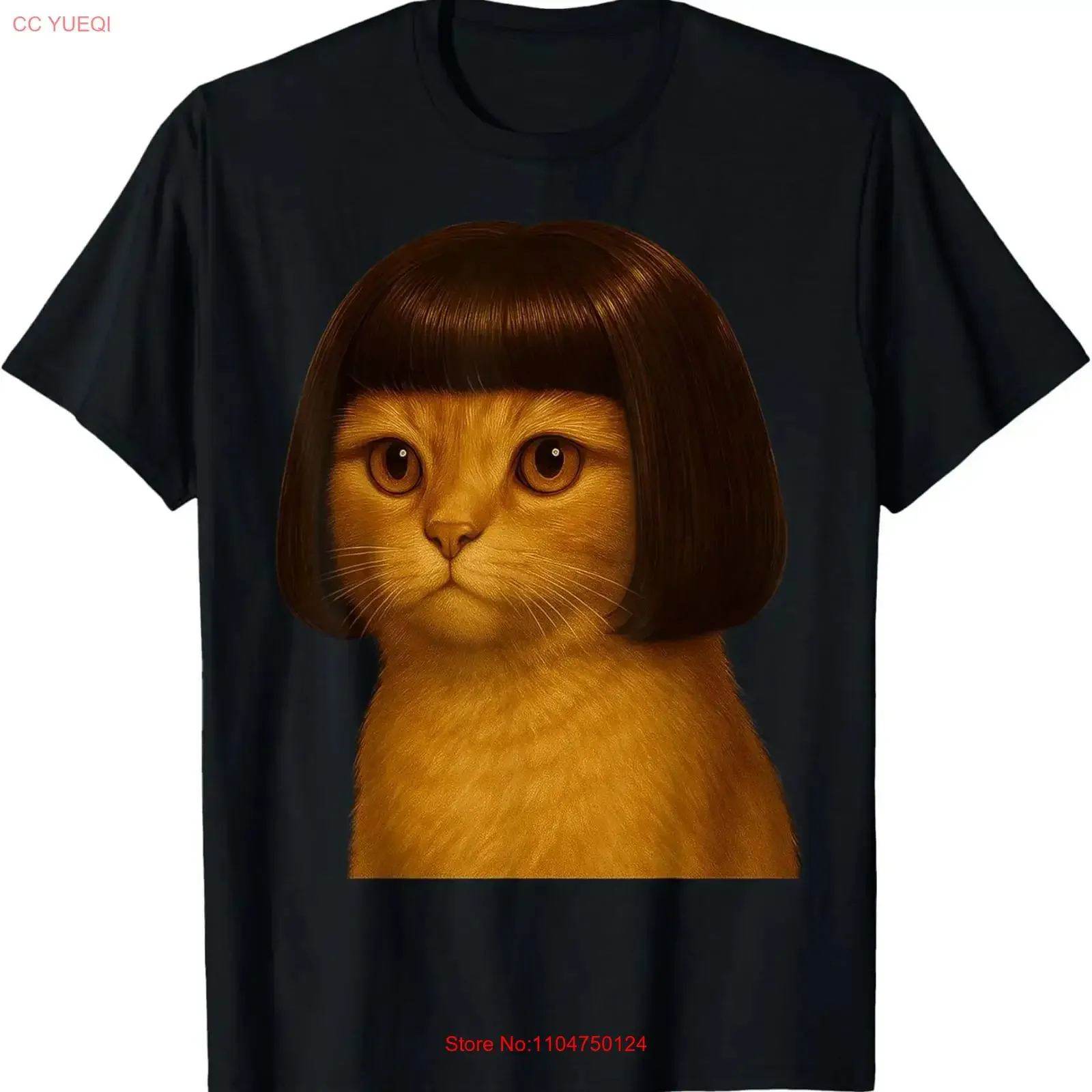 Meme Aesthetic Funny Cat Bob Haircut Girl T Shirt for Dad Mom D vintage Washed fashion designer clothes Comfortable