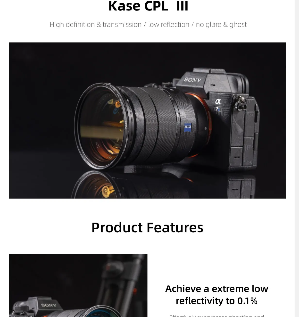 Filtro Kase Screw-In CPL III 40.5 43 46 49 52 58 62 67 72 77 82 95mm Filtro de lente de câmera