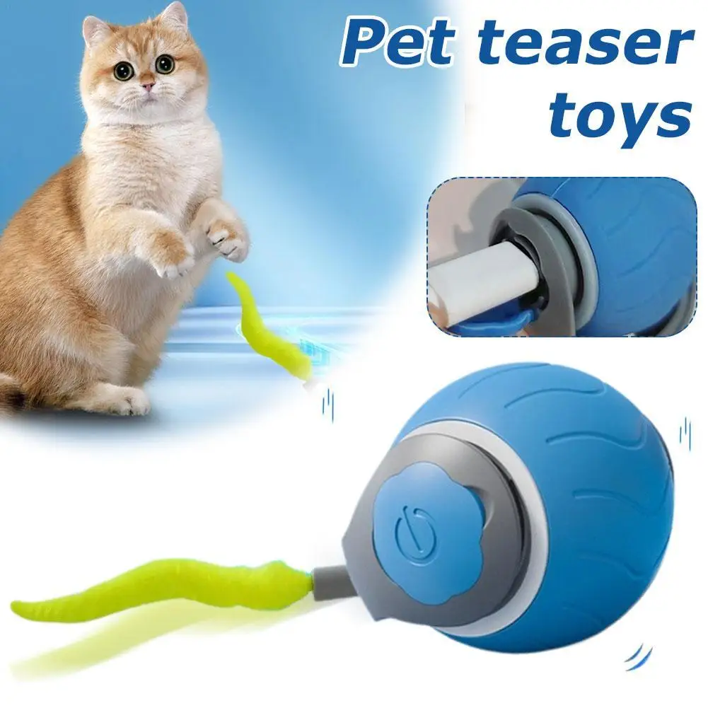 Smart Cats Toy Ball Electric Ball For Cats With Feather Teaser Intelligent Automatic Movement Active Scrolling Pet Toys Supplies