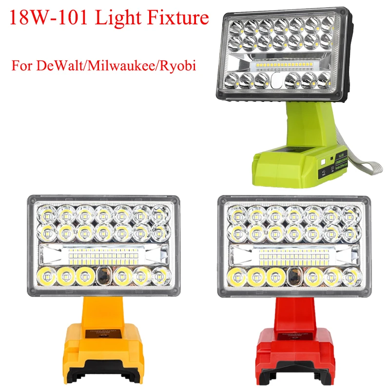 

28W Portable LED WorkLight with USB Type-C Port for Makita/Milwaukee/Dewalt/Bosch/Black&Decker/Craftsman/Ryobi 18V/20V Batteries
