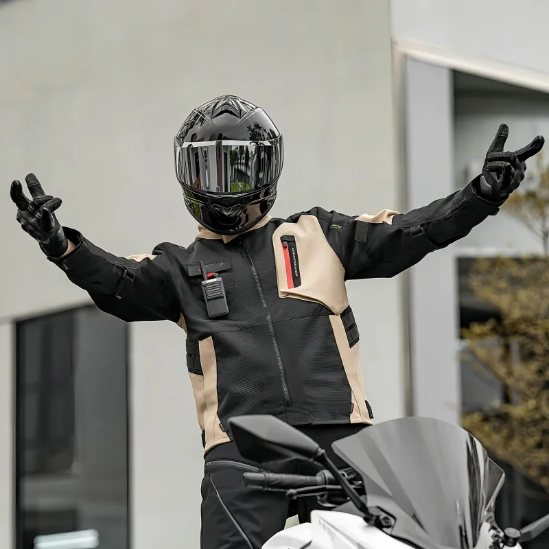 Summer Breathable Motorcycle Men's Riding Jacket Waterproof Fabric Winter Warm Inner Liner With CE Protection Accessories