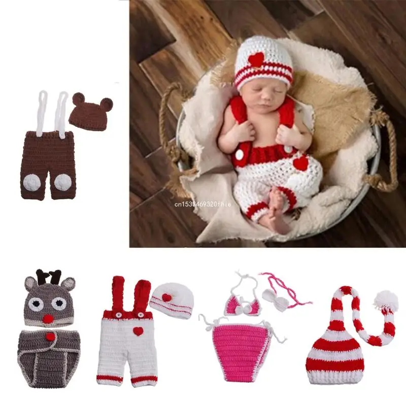 

Baby Girl Boy Photo Outfits Crochet Knitted Shorts Set for Photography