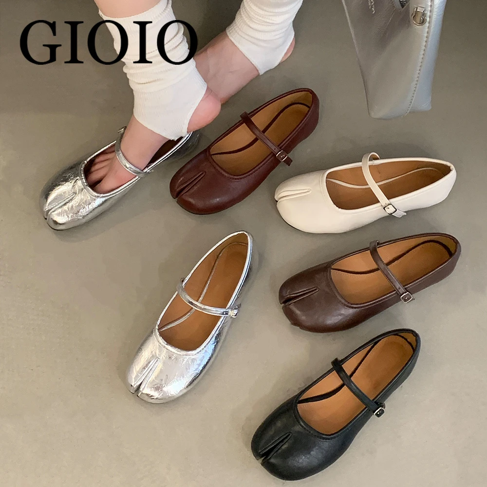

GIOIO Woman Flat Split Toe Tabi Shoes Solid Colors Female Shoes For Women Summer Ballet Dress Comfortable Retro Mary Janes Shoes