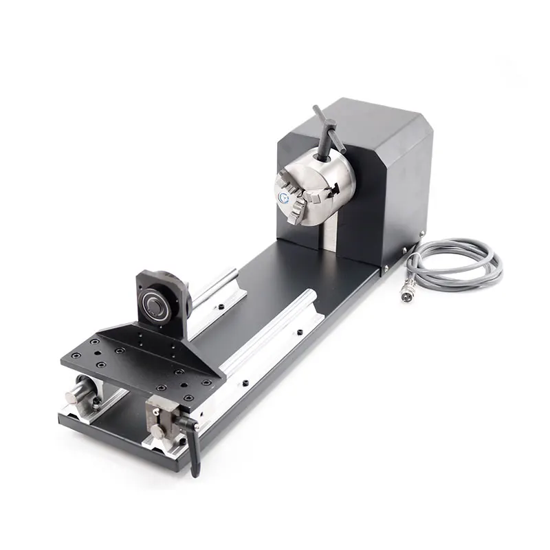 CNC Router Rotary Axis Attachment for CO2 Laser Engraving Cutting Machine with 80mm 3-jaw Chuck 2Phase Stepper Motor