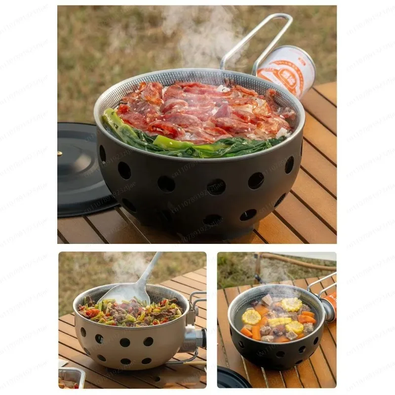 All-in-One Portable Camping Stove, Multifunctional Outdoor Gas Cooker for Boiling, Frying & Grilling, Compact Picnic Kit