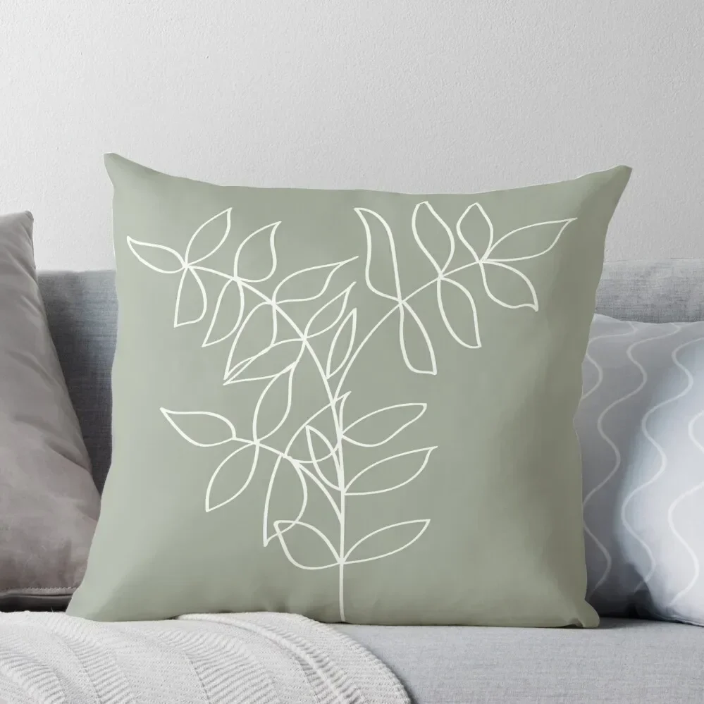 Sage Green, Plant Line Art Illustration Throw Pillow Decorative pillow case Christmas Cushion For Home Covers For Sofas Pillow