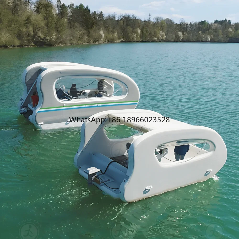 Factory Price Popular Catamaran Cruising Pontoon Portable Boat Foldable Inflatable Electric House Boat For Water Play