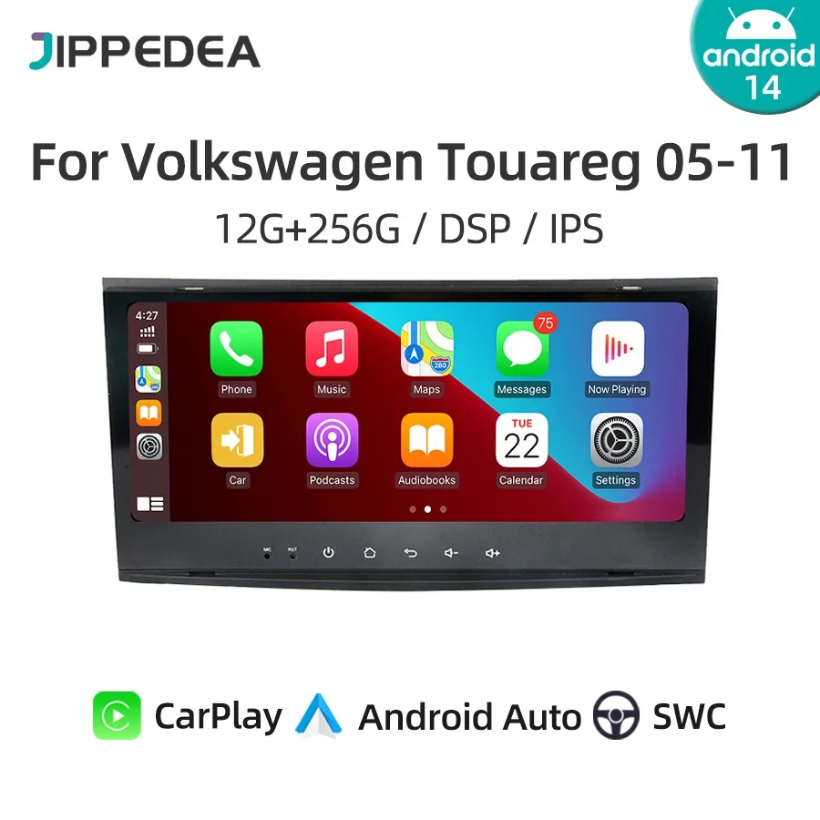 8.8'' Android 14.0 Car Multimedia  Player GPS Navigation 4G WiFi Car Radio for Volkswagen Touareg Multivan Transporter 2005-2011