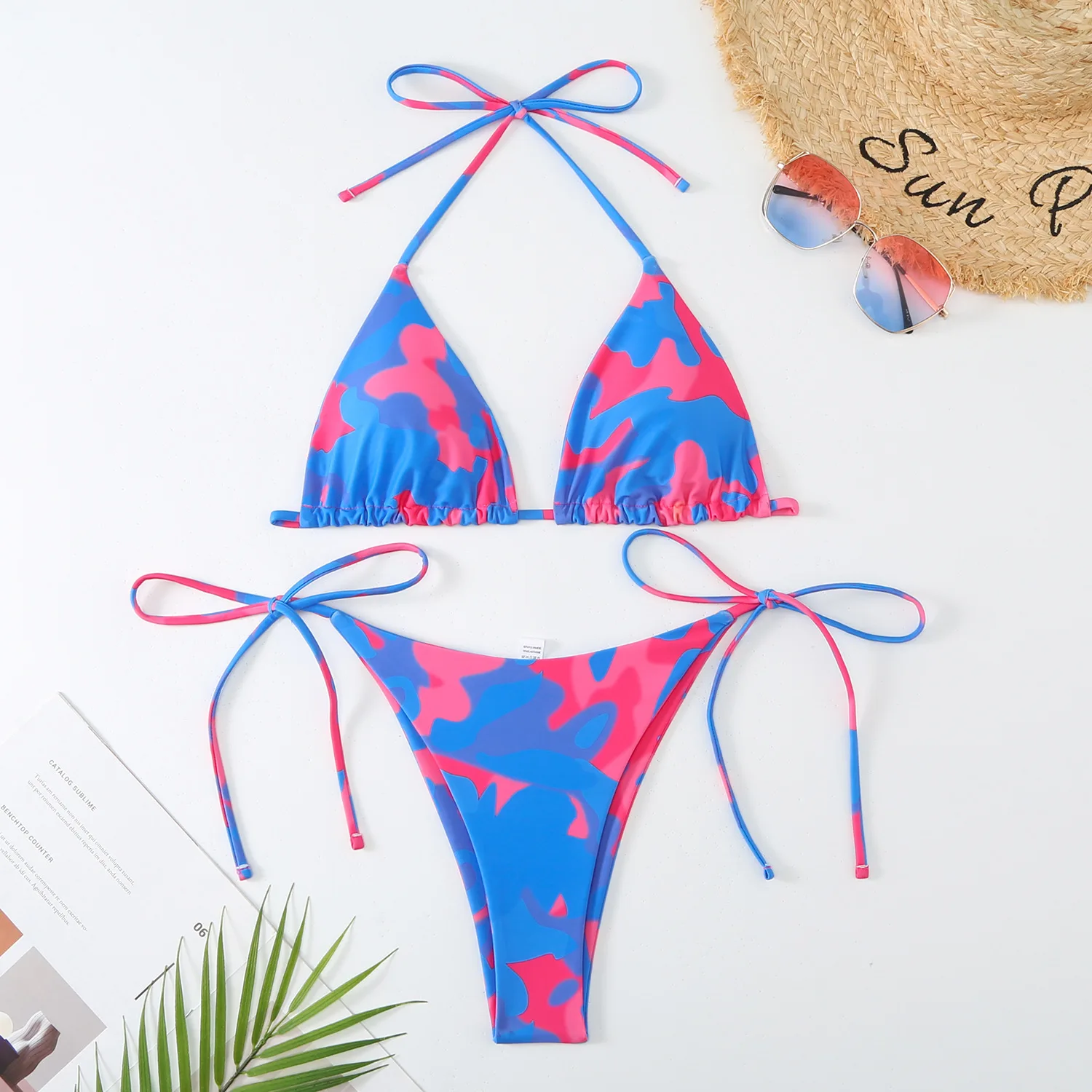 Bikinis Set Bade bekleidung sexy Brasilien Seite Krawatte überprüft unten 2024 neue Badeanzug Beach wear Badeanzug für Frauen