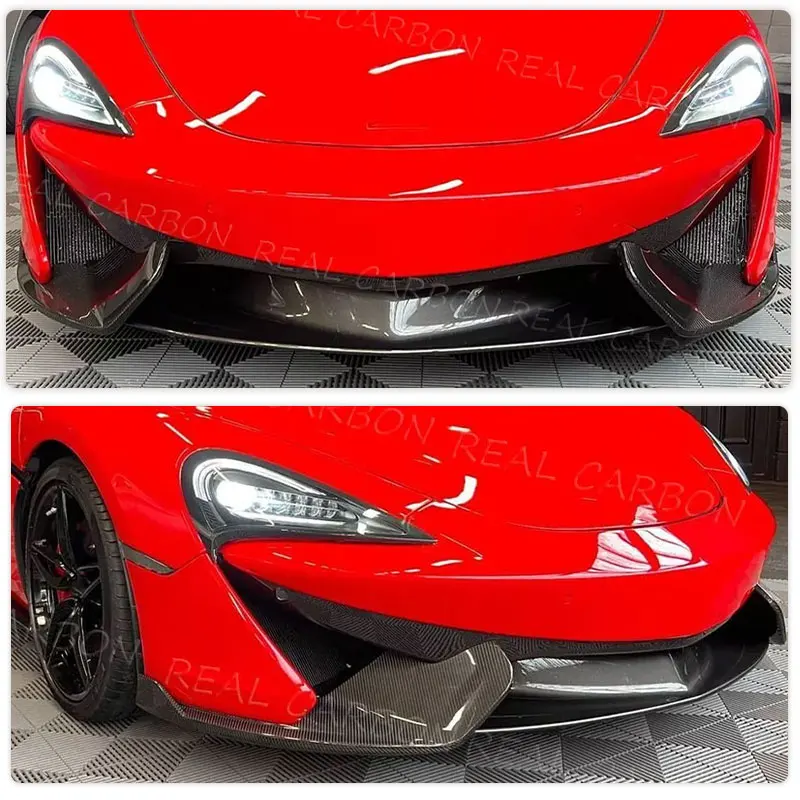 Car Front Bumper Splitters Fins Canards For Mclaren 570GT 570S 2-Door 2015-2020 Front Bumper Lip Chin Splitters Dry Carbon Fiber