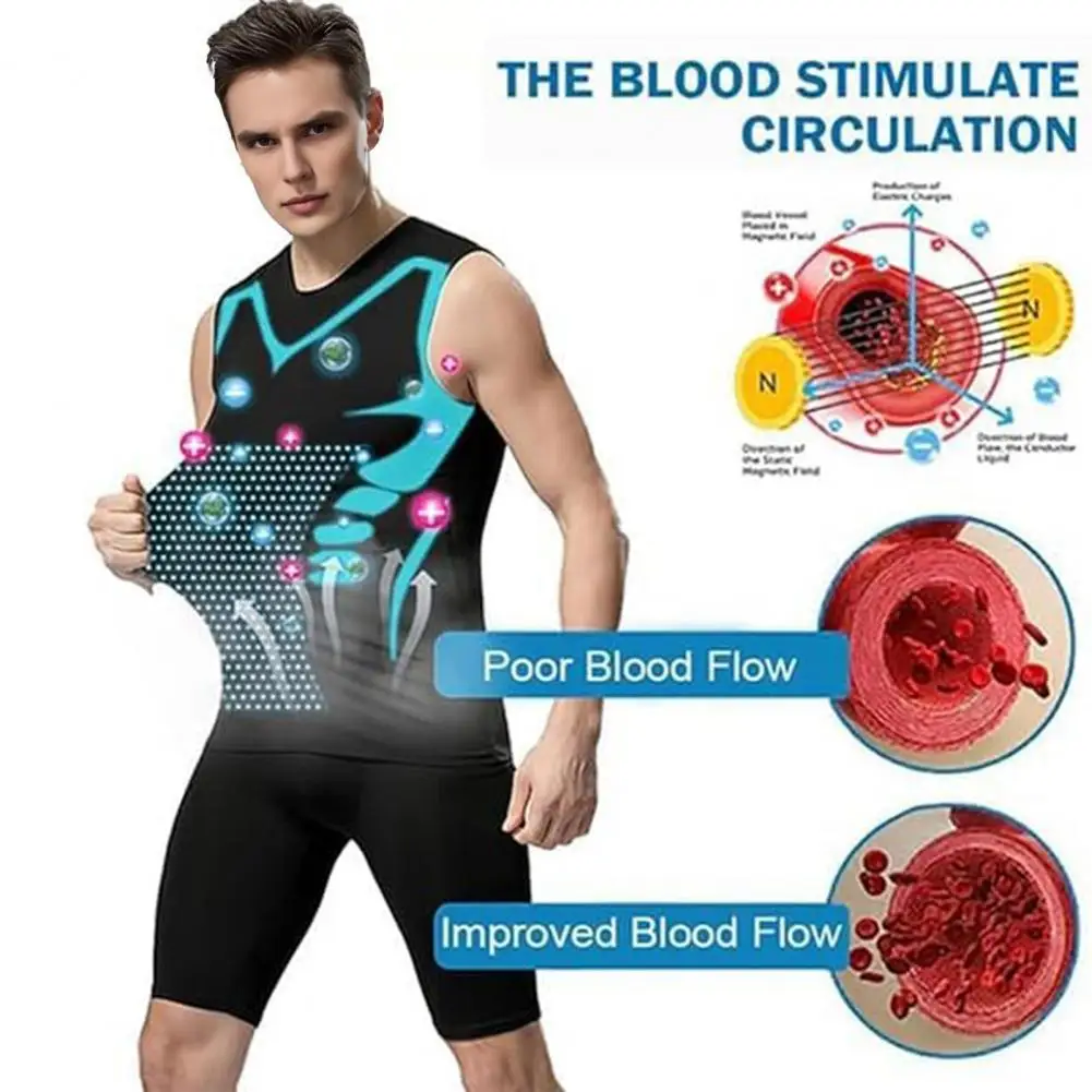 Men Fitness Vest Round Neck Sleeveless Sport Tops Breathable Fabric Camisole Vitality Enhancing Body Shaper Compression Shirt
