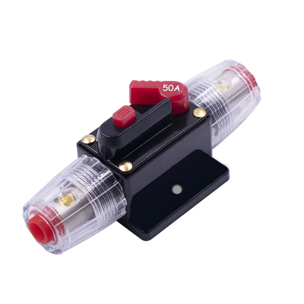Alloy Manual Reset Button Car Audio Fuse Red Manual Reset Button Automatic Fuse Circuit Breaker Fuse Power Supply
