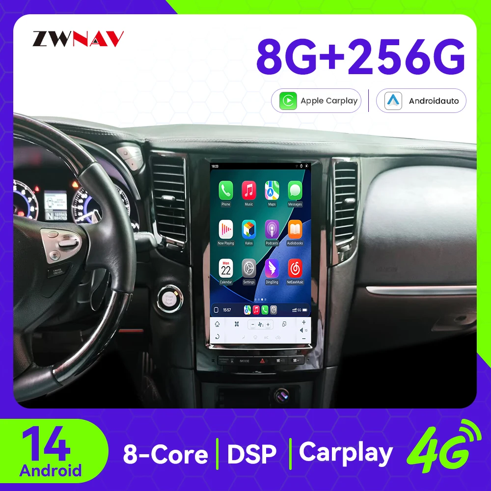 

Android 14 CarPlay Car Radio 13.8" Touch Screen For Infiniti FX35 FX25 FX37 FX50 QX70 2007-2019 GPS Multimedia Player Head Unit