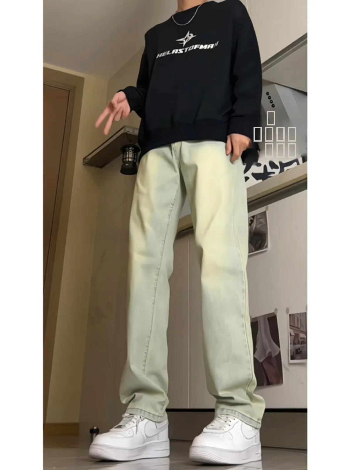 

Джинсы Cleanfit Elastic желтого цвета, мужские и женские, в стиле OOTD, американский уличный стиль, узкие прямые брюки, молодежная мода