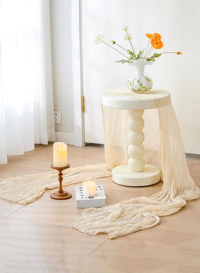 Käsetuch-Tischläufer, 90x400cm Gaze-Tischdekoration, Boho Transparente Tischdecke für Hochzeitsempfang Brautparty