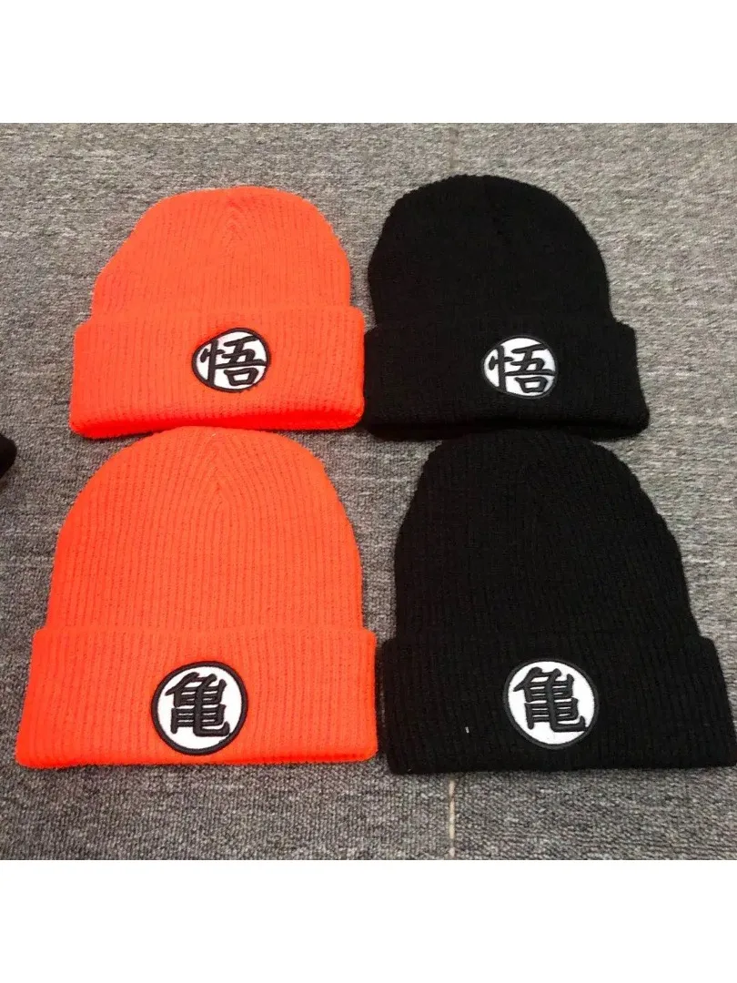 Chapéus de malha de anime para homens e mulheres, gorros casuais algemados, gorro hip-hop, bola de
