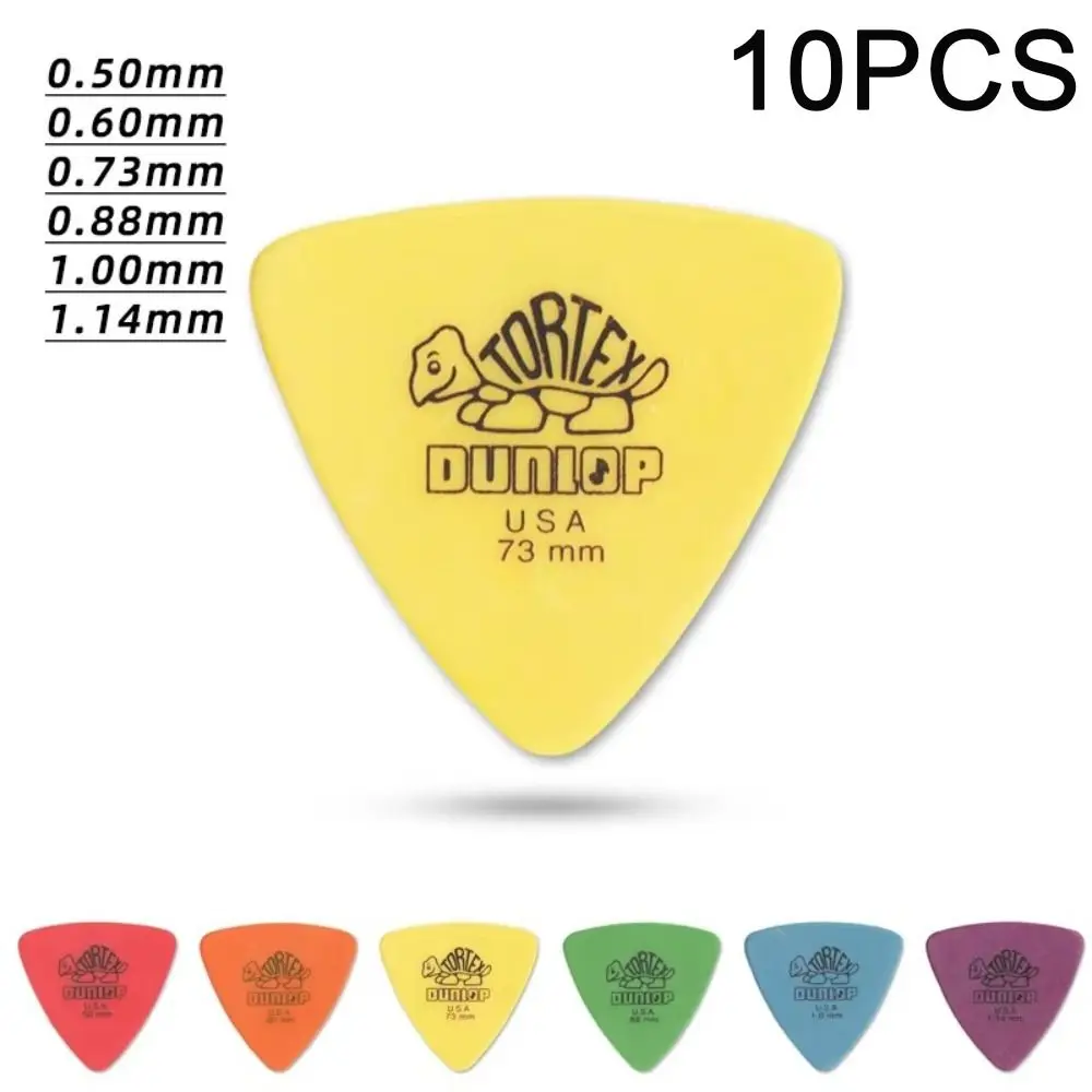 10pcs Delrin Dunlop Guitar Picks 0.5/0.6/0.73/0.88/1.0/1.14MM Anti-slip Style Electric Guitar Picks Triangle Picks