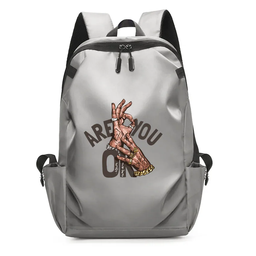 

Multi-Use Laptop Backpack Unisex Notebook Bag Waterproof Computer Bag "Aer you ok" Gesture Pattern Printed USB Charging Rucksack