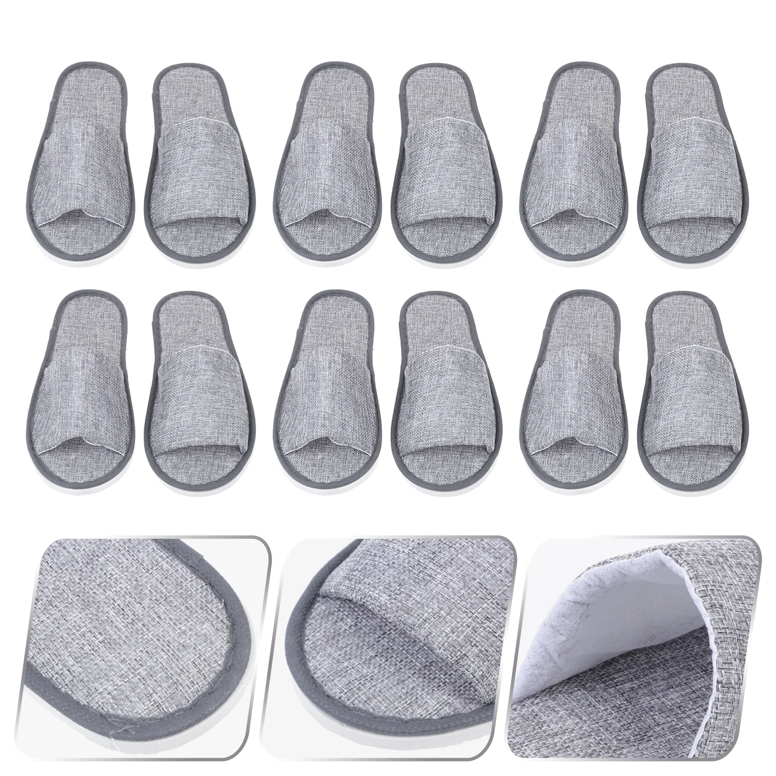 

6 Pairs Anti-slip Slippers Indoor Home Hotel Guest Disposable One-off Open Spa Neutral Bride