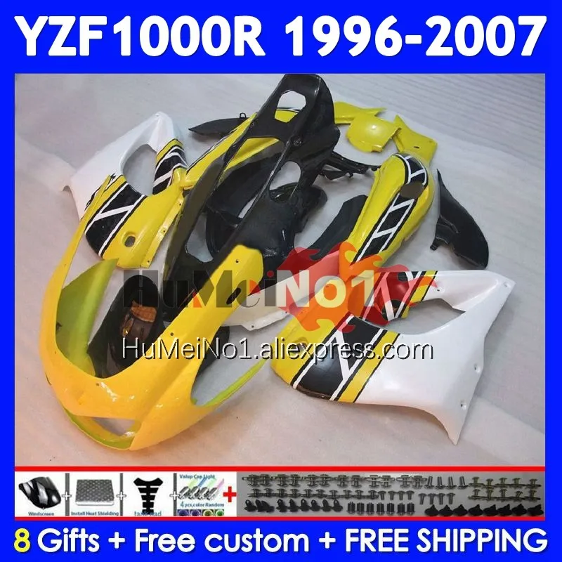 Thunderace For YAMAHA YZF 1000R Yellow white YZF1000R 1996 1997 1998 1999 2000 2001 353No.18 YZF-1000R 02 03 04 05 06 07 Fairing