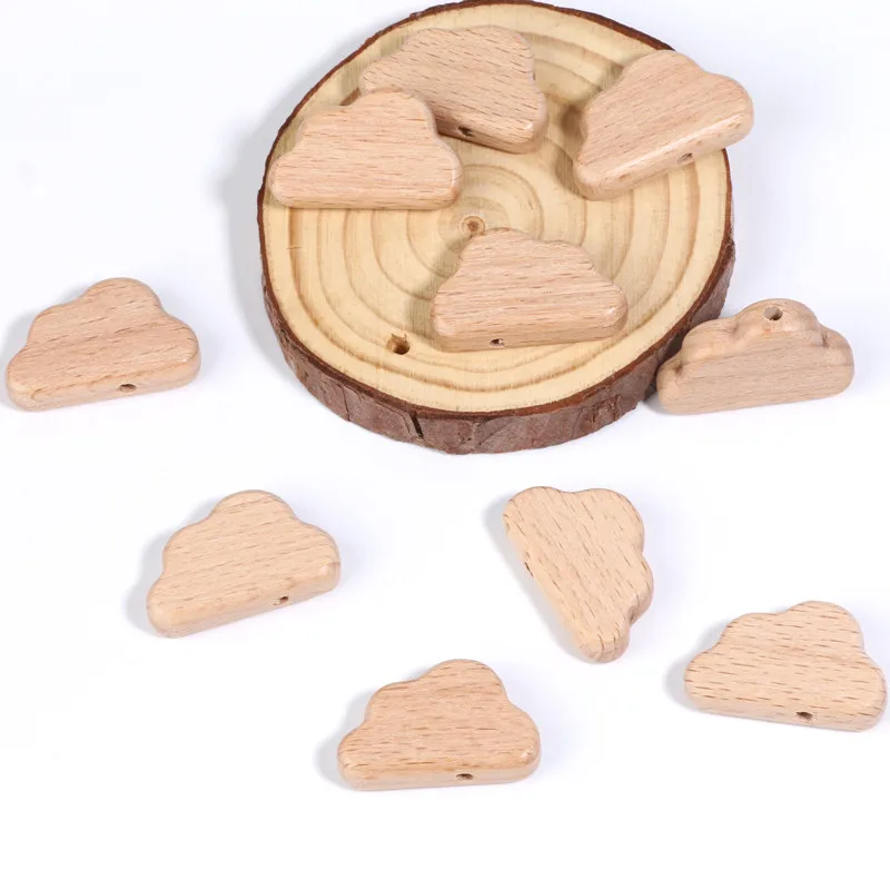 3 Stück Buchenholz Stern/Liebe/Bär/Blume/Wolke/Kaninchen Holzperlen für Schmuckherstellung DIY Halskette Armband Schlüsselanhänger usw. Zubehör