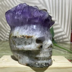 1476g Crystal Natural Cluster Amethyst Skull Carving  Beauty Minerals Spiritual Feng Shui Reiki Living Ornaments Home Decoration