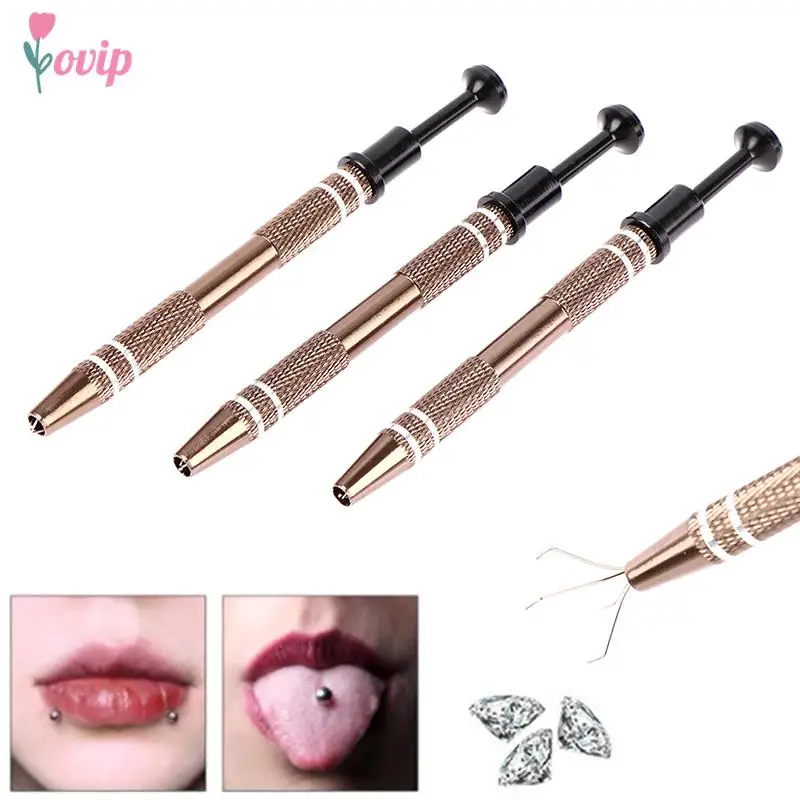 

Easy To Use Knurled Handle Portable Body Piercing Accessories Alloy 4 Prongs Bead Holder Jewelry Bead Grasping Pick Up Tool