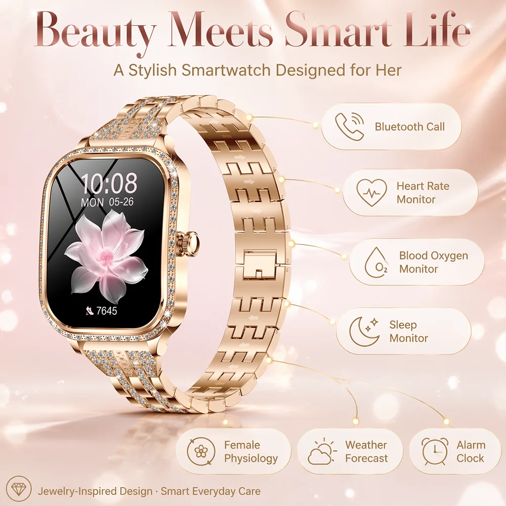 LIGE Smart Watch Women Waterproof Bluetooth Call Smartwatch Sports Fitness Heart Rate Monitor Women's Digital Smartwatches Mujer