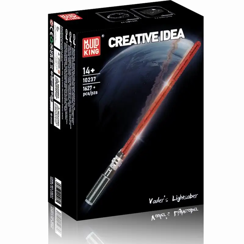 قالب KING 10237 Red Lightsaber 1627 قطعة نموذج مكعبات البناء لهواة جمع الأطفال هدية الكريسماس