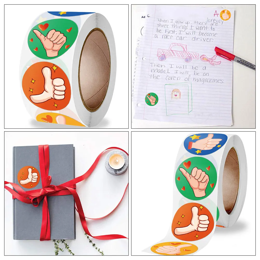 

6 Rolls Encouraging Reward Stickers Round Thumb Up School Classroom Incentive Motivational Decals Reward Stickers for