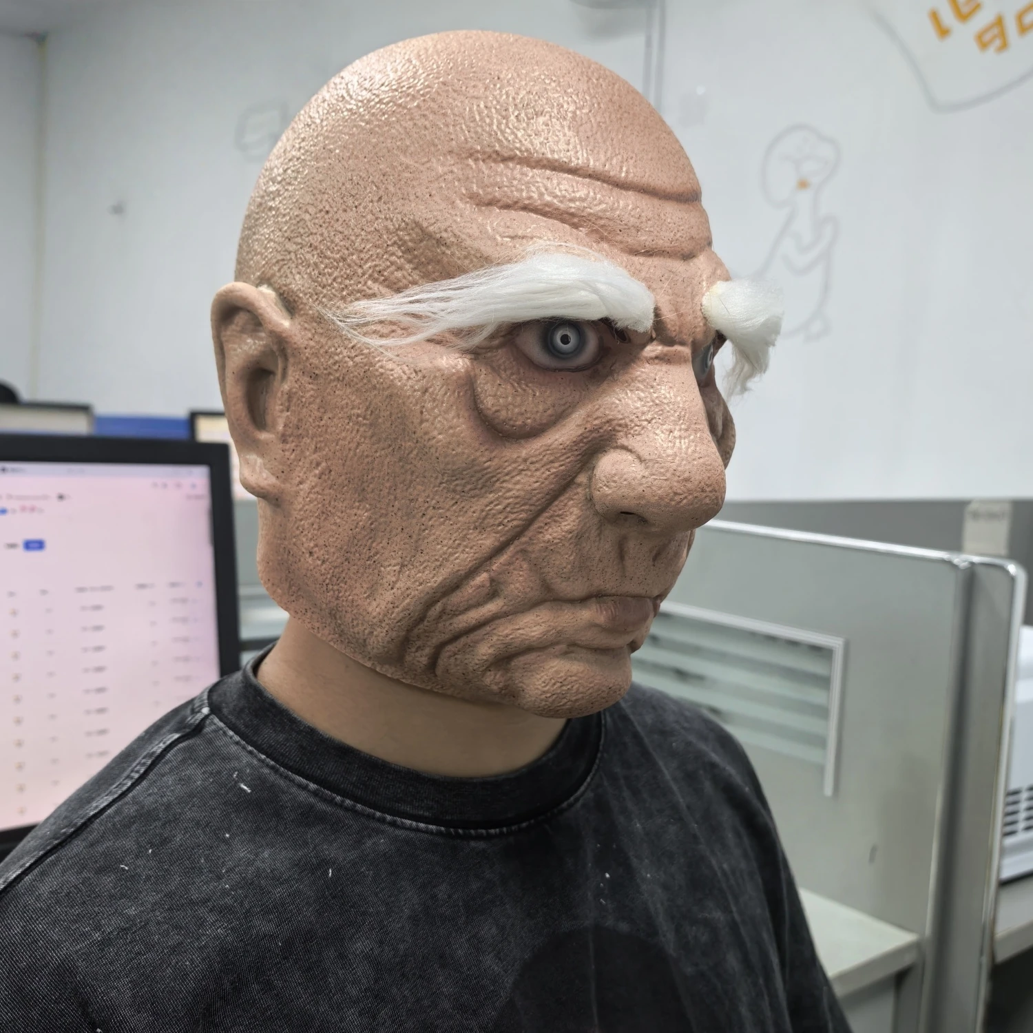 Máscara de hombre mayor de goma realista con ceja blanca, accesorio de cabeza completa enojada para disfraz de fiesta de Halloween