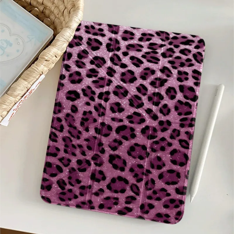 Y2K Glitter Purple Leopard Print Tablet Case For iPad Mini 4/5/6/7 iPad 5/6th Air1/2 Pro 9.7inch 7/8/9th 10.2in Protective Cover