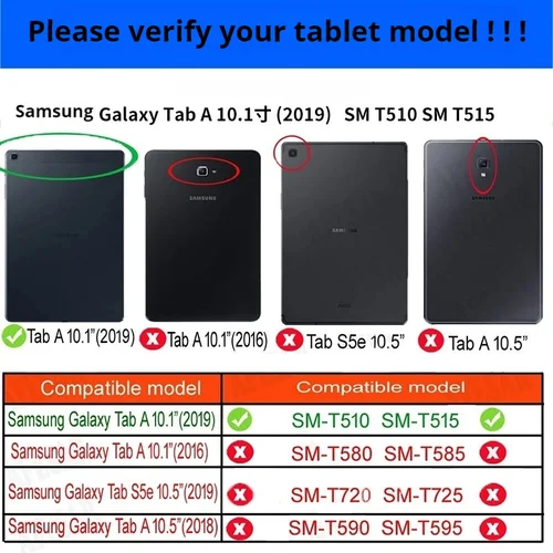 Imagen 2 del producto Funda inteligente para Samsung Galaxy Tab A 2019 SM-T510 SM-T515 T510, funda con soporte para tableta Tab A de 10,1 pulgadas 2019