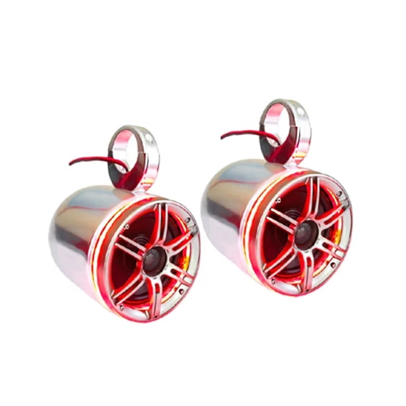 Pair of Reborn Single Wakeboard Tower Speaker With LED Light Ring - RED