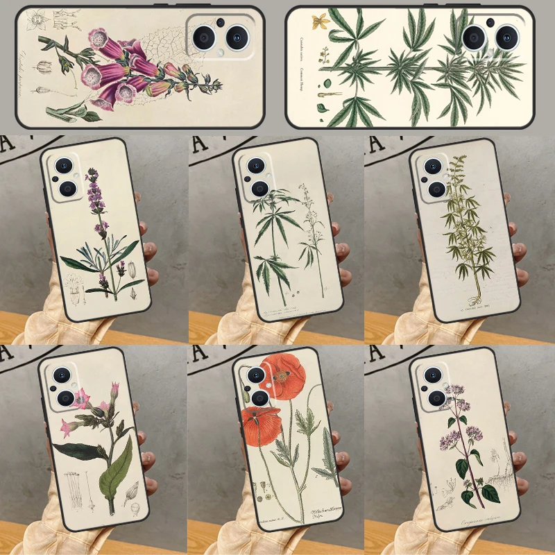 Botanical Drawings Flowers Case For OPPO Find X5 X2 X3 Lite Neo X6 Pro OPPO Reno 6 7 8 Lite 2 3 4 5 Z 8T Cover Funda