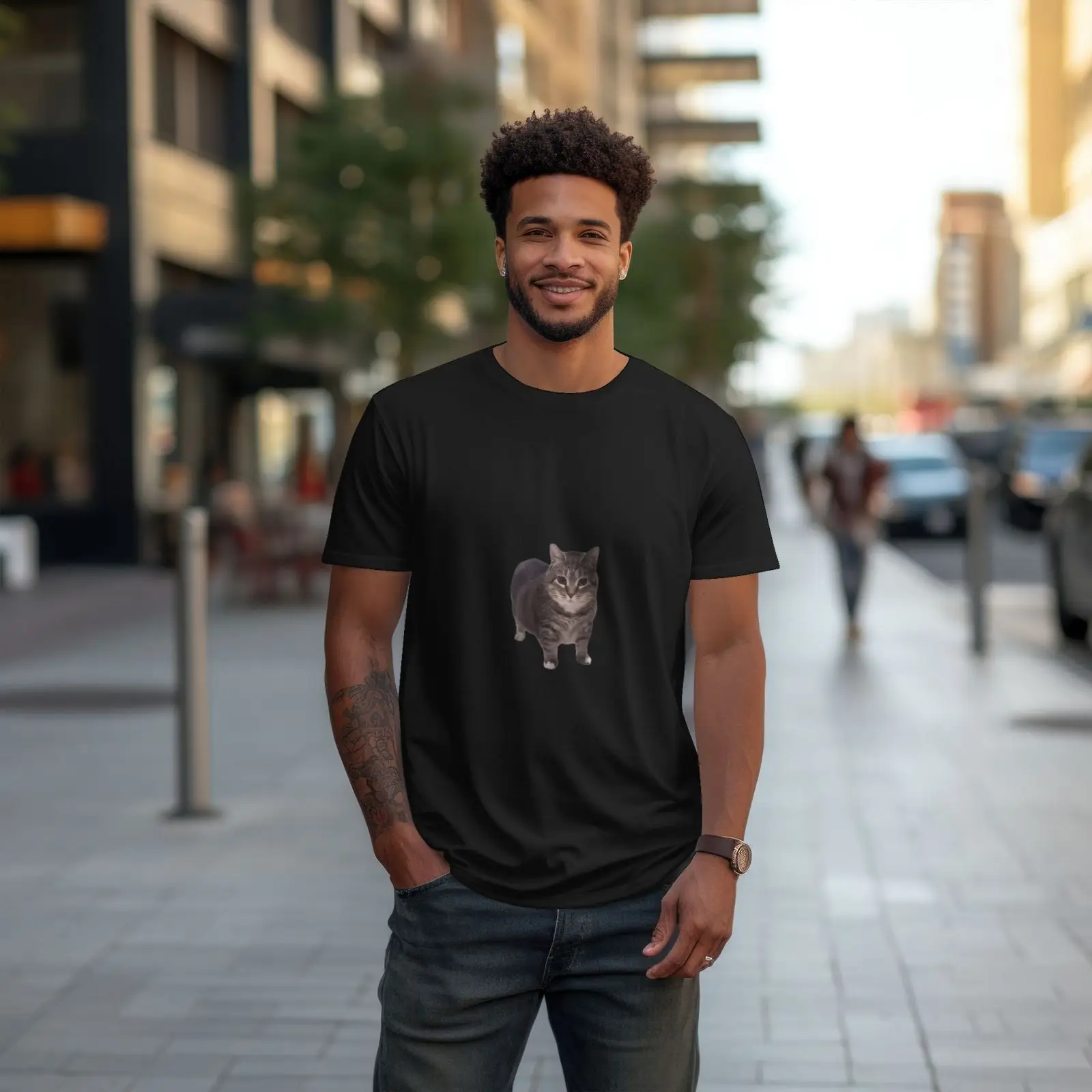 ميمي كات تي شيرت تي شيرت مع مطبوعات مضحك الصيف القطن عادية المتضخم الرجال الملابس الشارع الشهير