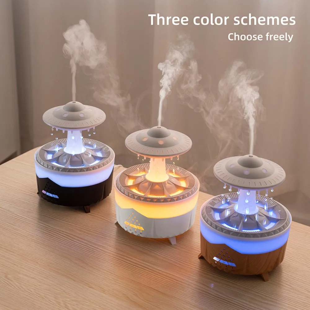 Christmas Tree Raindrops Air Humidifier UFO Umbrella Aroma Essential Oils Diffuser RGB Night Lights Home Office Aroma Diffuser