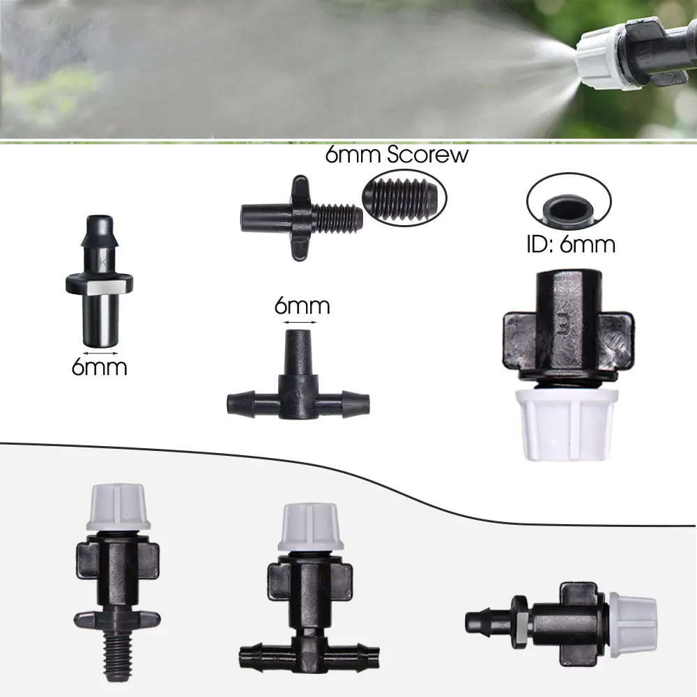 20PCS Plasic Watering Irrigation Garden Misting Sprinkler Heads Nozzle w/ Tee joints for Misting Watering Irrigation