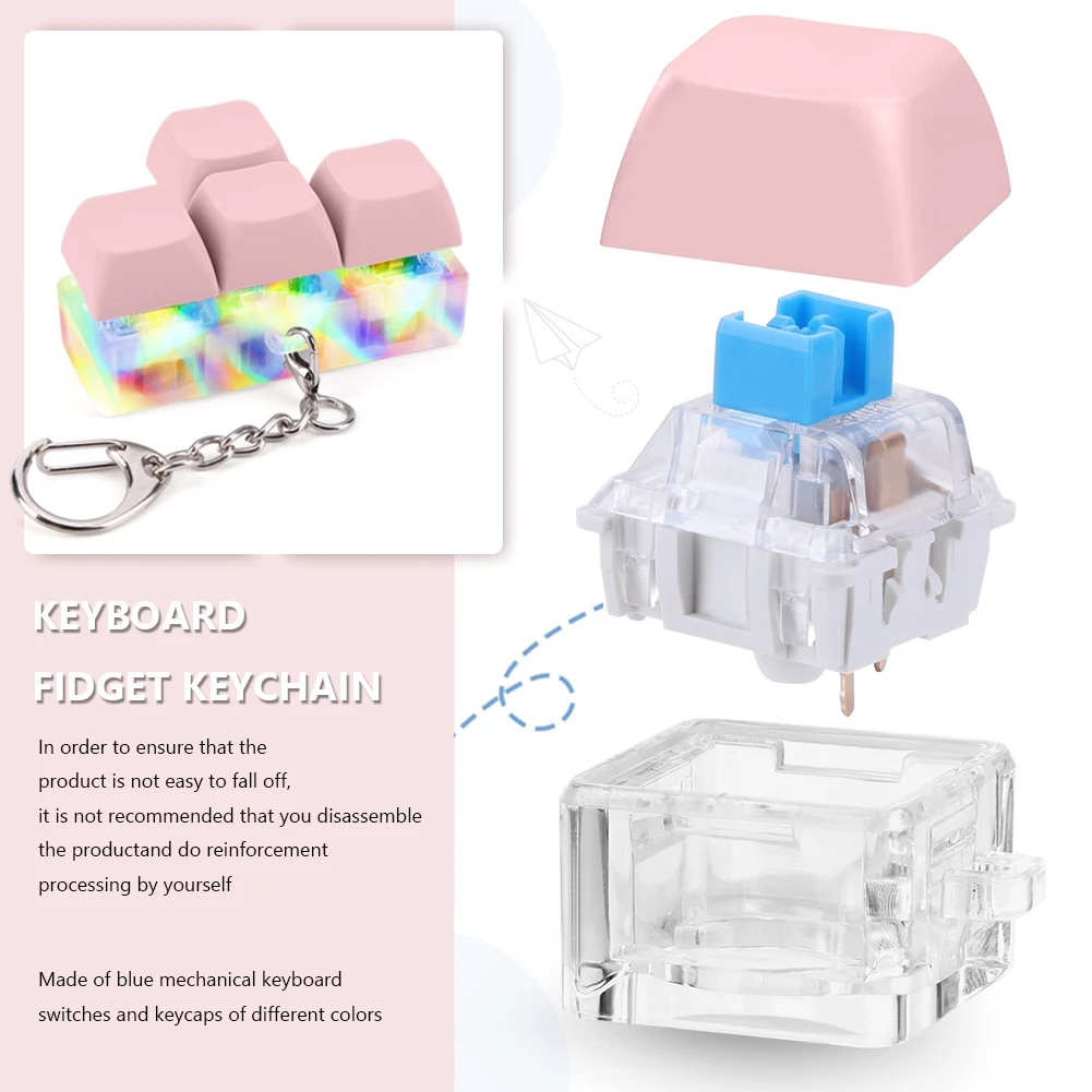 Set De 2 Llaveros Teclado Antiestrés Con LED RGB – Mini Fidget Clicker Portátil Para Estudiantes Y Adultos