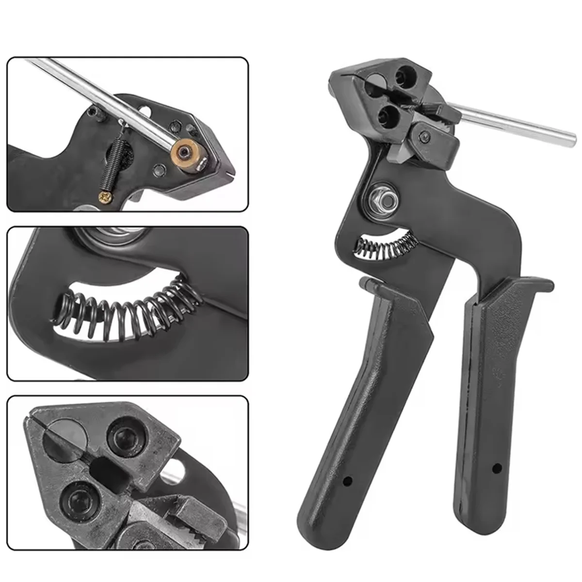 ABNJ Self-Locking Tie Pliers Stainless Steel Tie Tools Manual Multi-Purpose Locking Cable Metal Tie Cable Bundle Tool