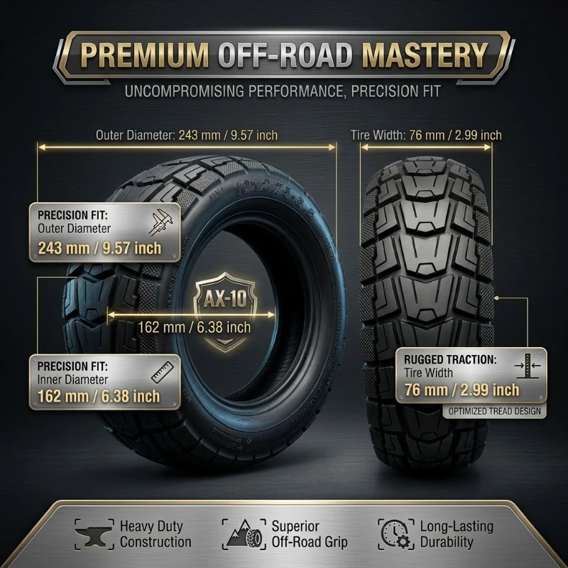 

Бескамерная внедорожная шина 10x2.75-6.5 (внешний диаметр 10 дюймов) для электросамокатов Kukirin G2, G3/G2Master-Kgusa, запчасти