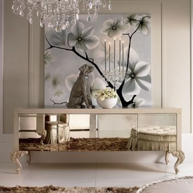 

Postmodern mirror TV cabinet, engraved y6059