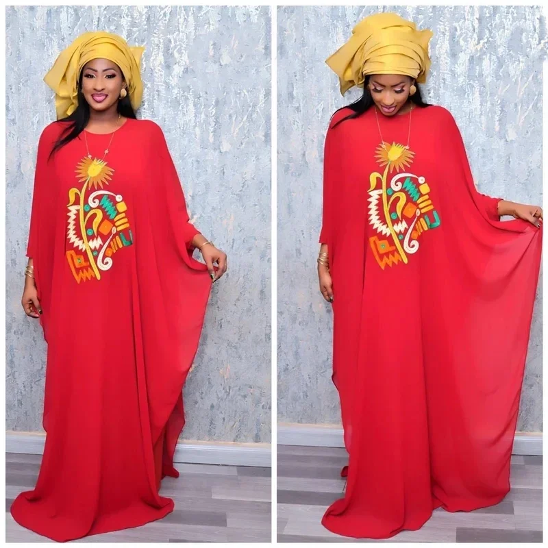 

African BouBou Dresses For Women Embroidery Design Long Dress Without Scarf