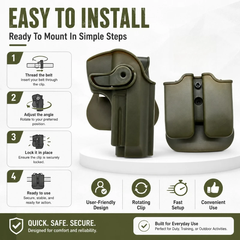 Stable Rotation Snap Lock Hard Plastic Waist Carry Sleeve Ergonomic Curved Waist Base Matte Wearproof Multi Color Surface