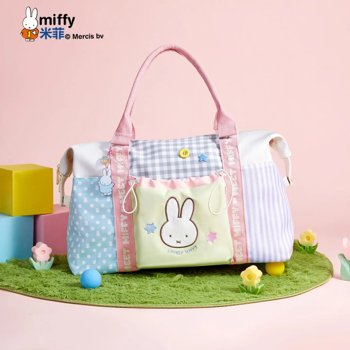 Anime Miffy Cute Color Matching Travel Bag Large Capacity School Starts Polka Dots Interesting Short Distance Portable Lovely