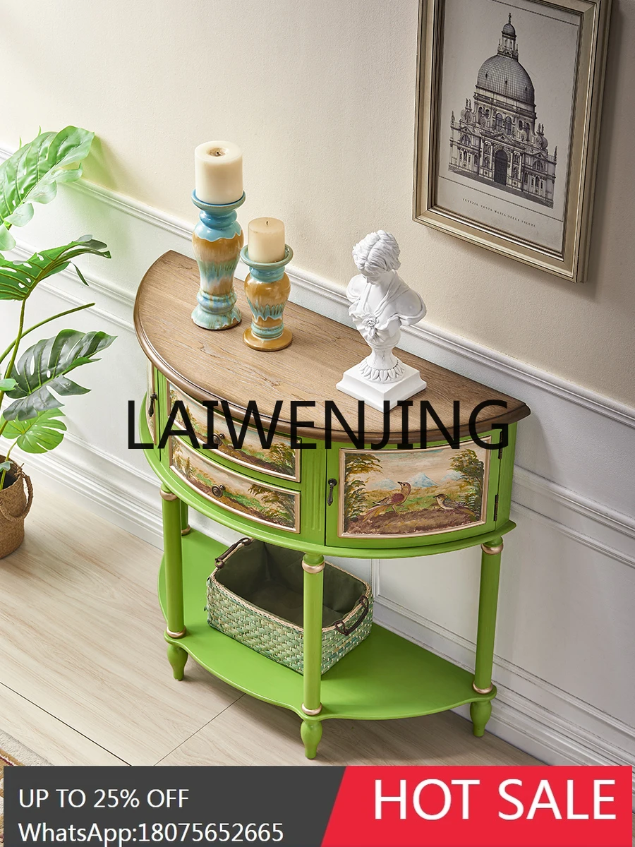 Painted Hallway Wall Semicircle Side Cabinet Retro Country Corridor Integrated Small Apartment European Style Console