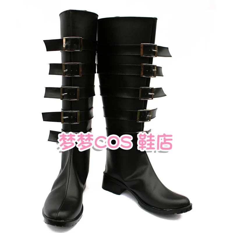Anime Alice: Madness Returns Alice Cosplay Shoes Black Medium-long PU Leather Flat Sole Boots For Halloween Carnival